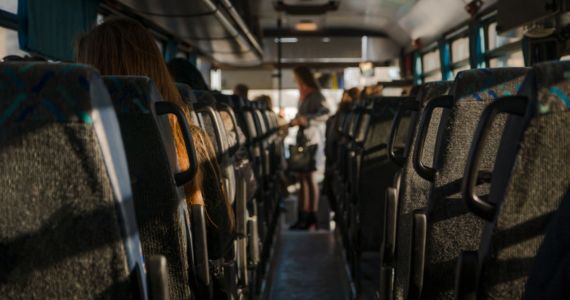 seats in a charter bus rental
